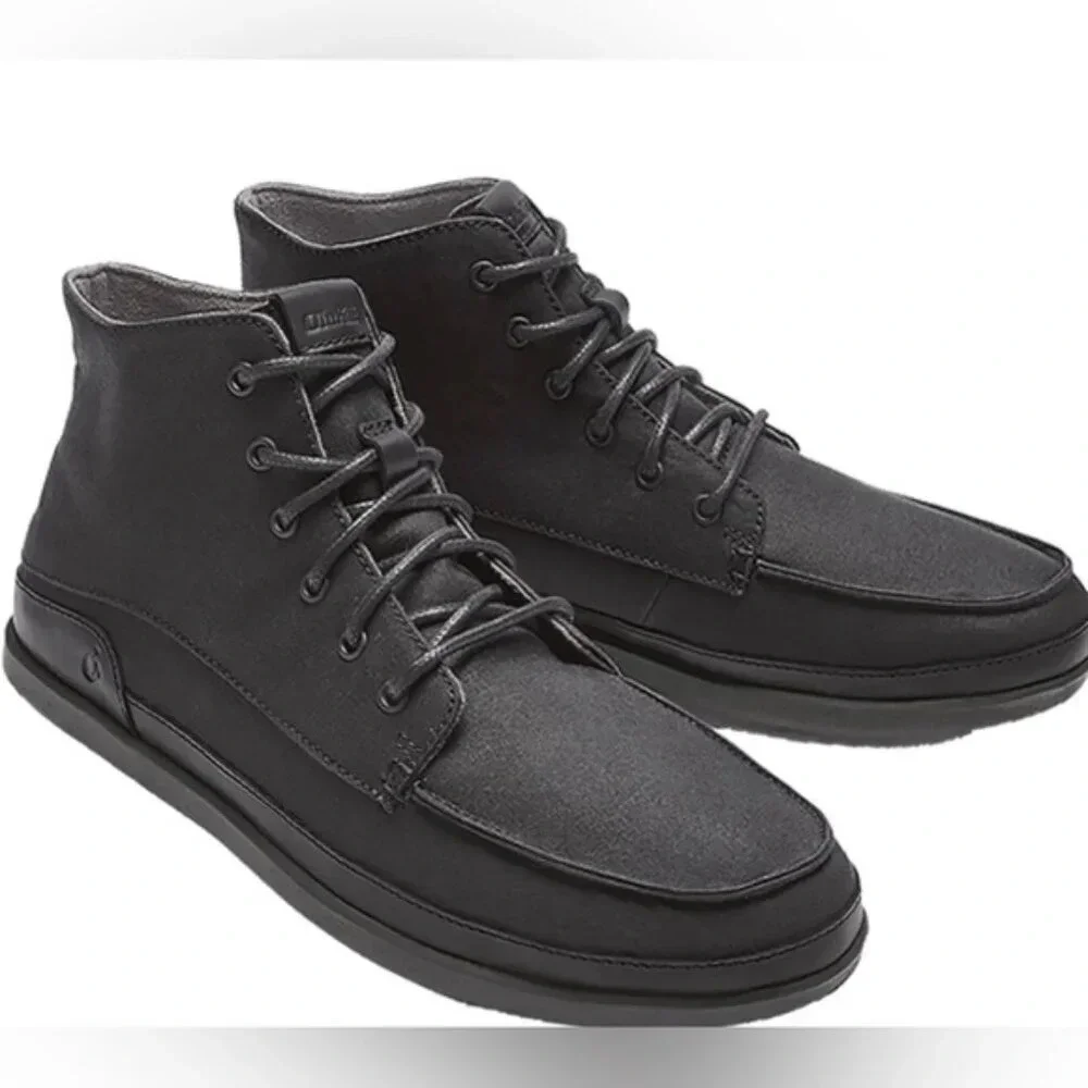 OluKai Nalukai Kapa Boot Black Waxed Canvas High Top Shoe Water Resistant. Sz: 9